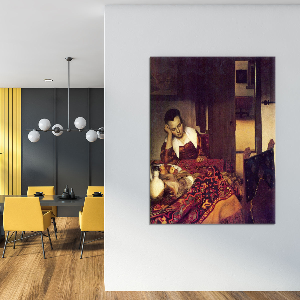 A woman asleep by Vermeer Canvas Print or Poster - Canvas Art Rocks - 4