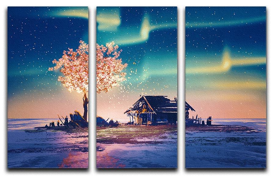 Abandoned house and fantasy tree 3 Split Panel Canvas Print - Canvas Art Rocks - 1
