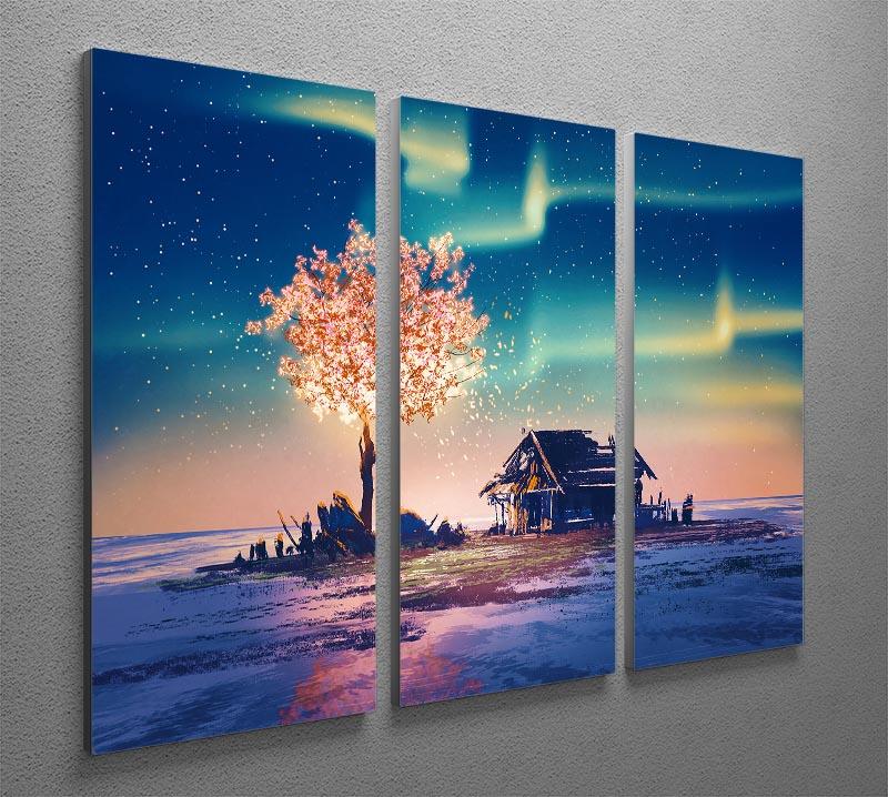 Abandoned house and fantasy tree 3 Split Panel Canvas Print - Canvas Art Rocks - 2