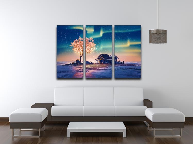 Abandoned house and fantasy tree 3 Split Panel Canvas Print - Canvas Art Rocks - 3