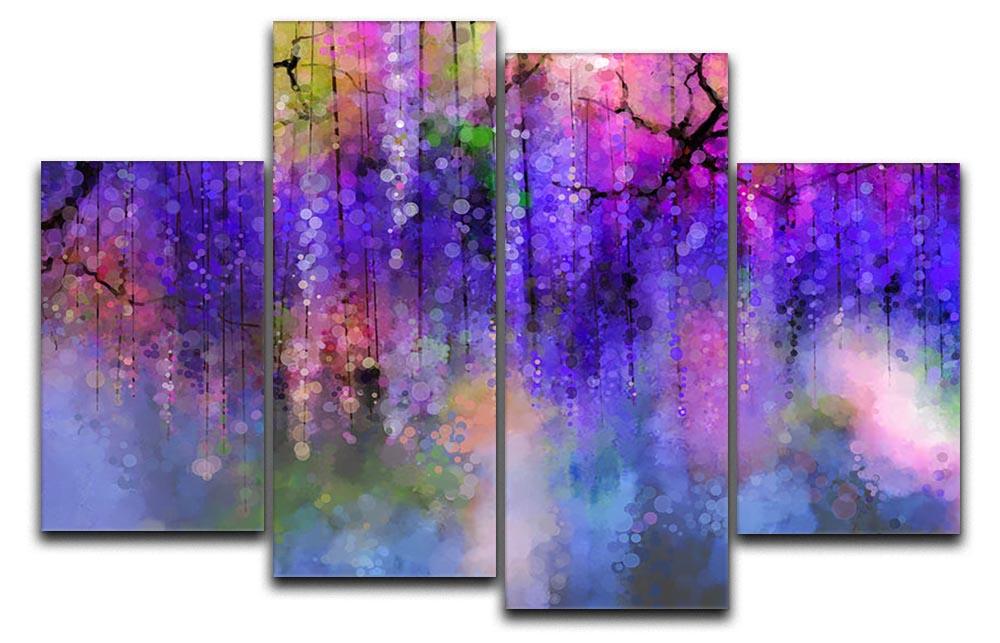 Abstract violet red and yellow color flowers 4 Split Panel Canvas - Canvas Art Rocks - 1