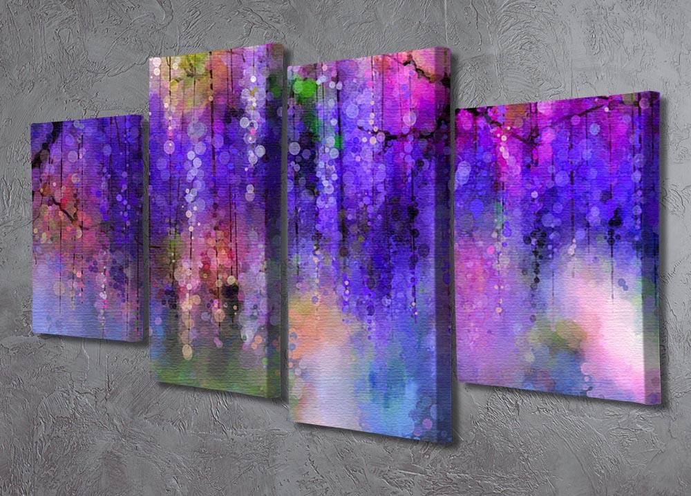 Abstract violet red and yellow color flowers 4 Split Panel Canvas - Canvas Art Rocks - 2