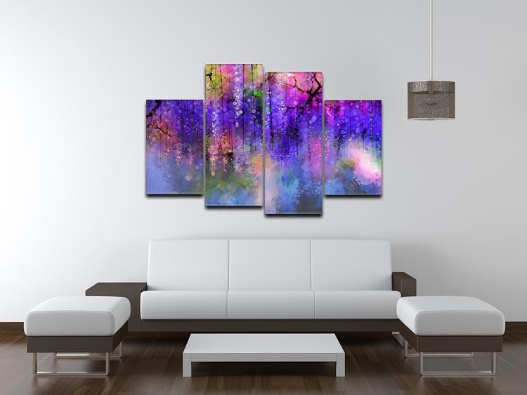 Abstract violet red and yellow color flowers 4 Split Panel Canvas - Canvas Art Rocks - 3