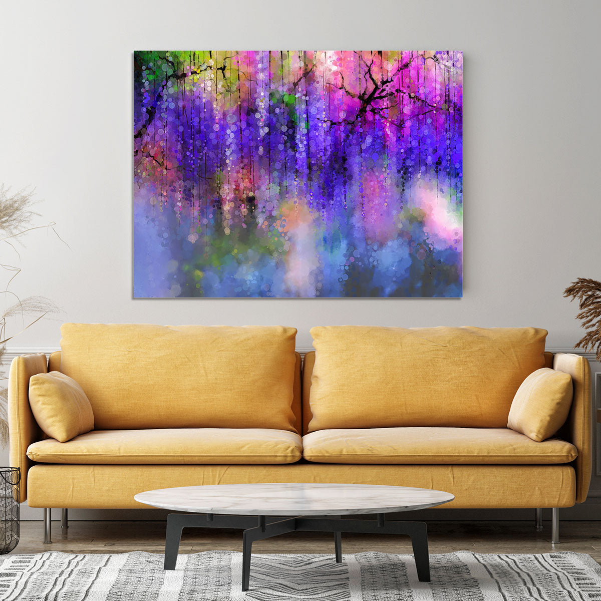 Abstract violet red and yellow color flowers Canvas Print or Poster - Canvas Art Rocks - 4