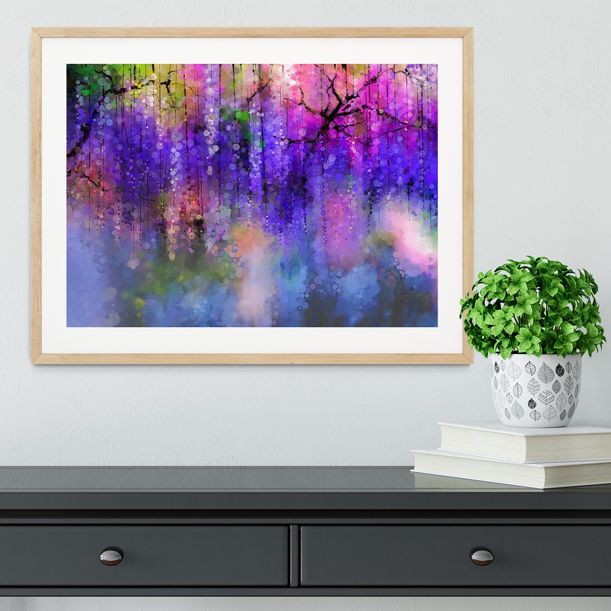Abstract violet red and yellow color flowers Framed Print - Canvas Art Rocks - 3