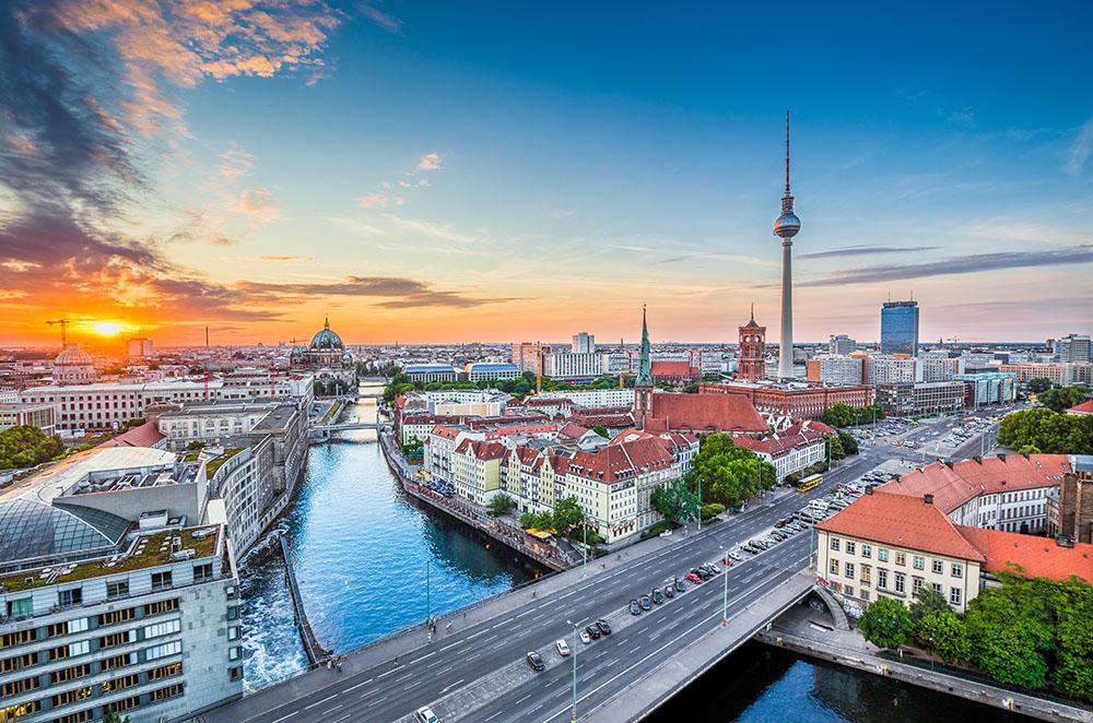 Aerial view of Berlin skyline Wall Mural Wallpaper - Canvas Art Rocks - 1