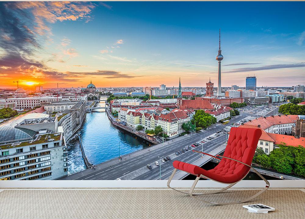 Aerial view of Berlin skyline Wall Mural Wallpaper - Canvas Art Rocks - 2