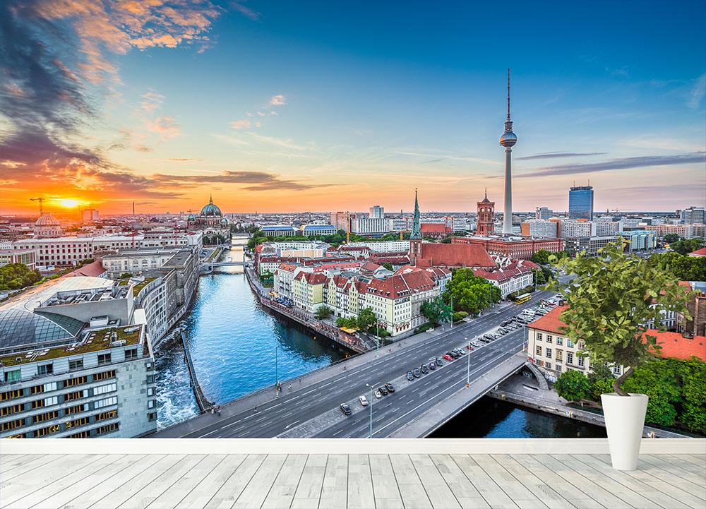 Aerial view of Berlin skyline Wall Mural Wallpaper - Canvas Art Rocks - 4