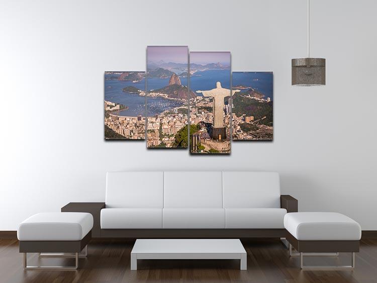 Aerial view of Christ and Botafogo Bay 4 Split Panel Canvas - Canvas Art Rocks - 3