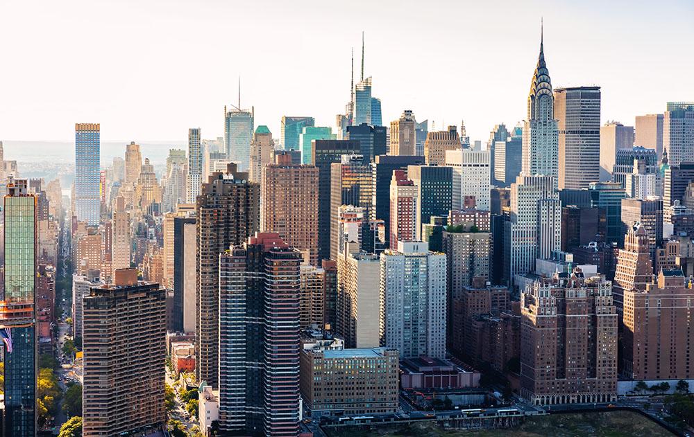 Aerial view of the New York City Wall Mural Wallpaper - Canvas Art Rocks - 1