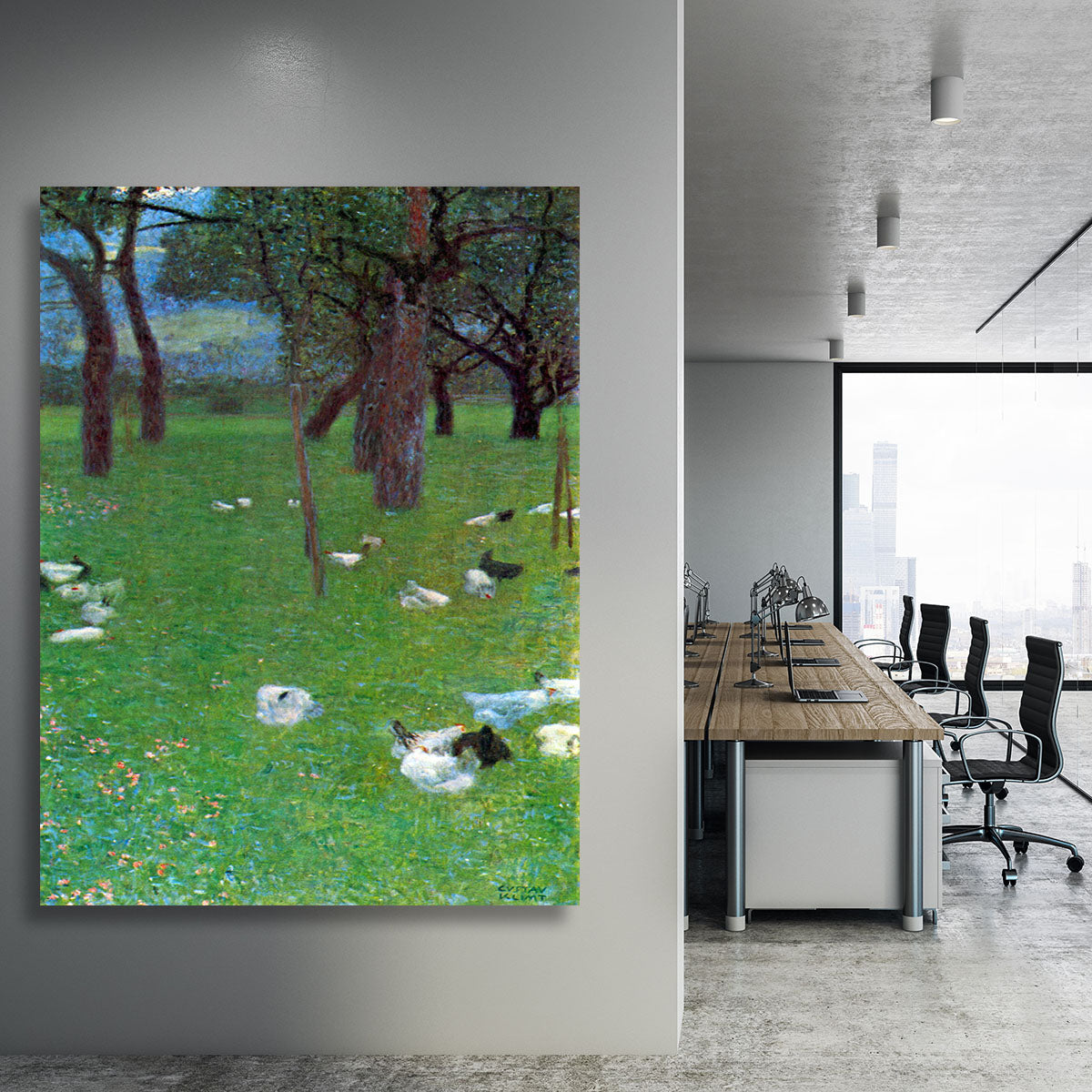 After the rain garden with chickens in St. Agatha by Klimt Canvas Print or Poster - Canvas Art Rocks - 3