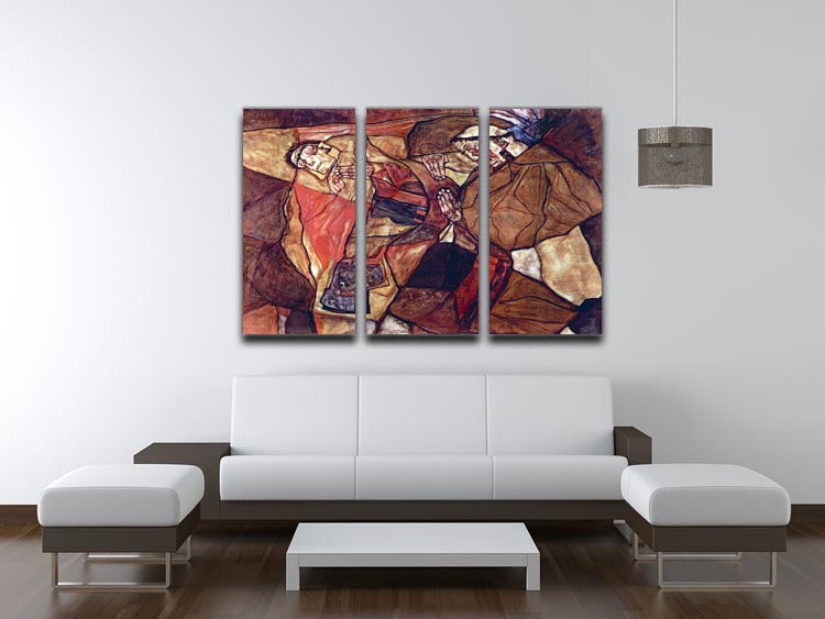 Agony The Death Struggle by Egon Schiele 3 Split Panel Canvas Print - Canvas Art Rocks - 3