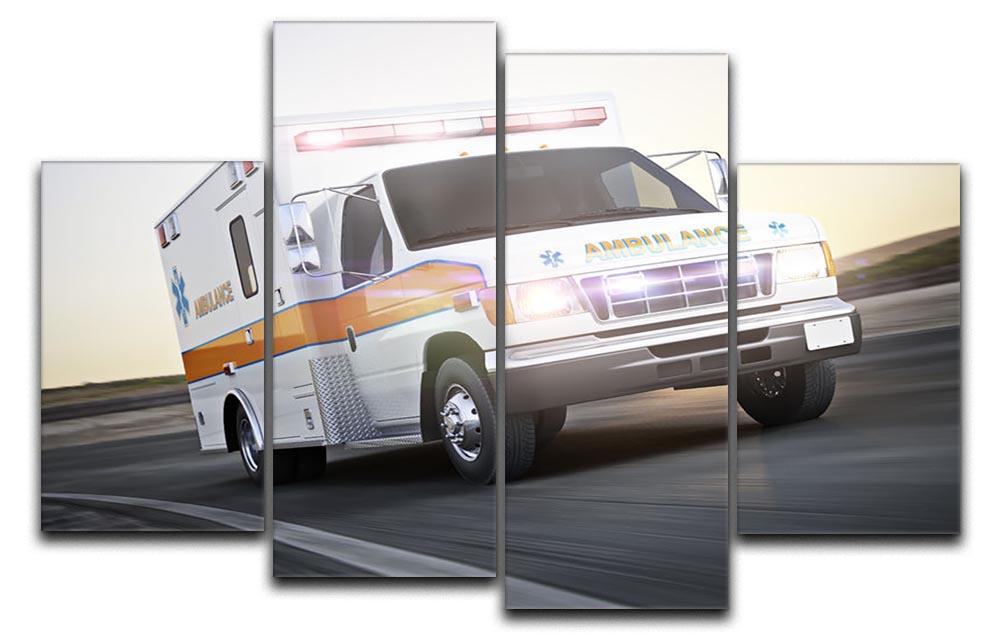 Ambulance running with lights and sirens 4 Split Panel Canvas - Canvas Art Rocks - 1