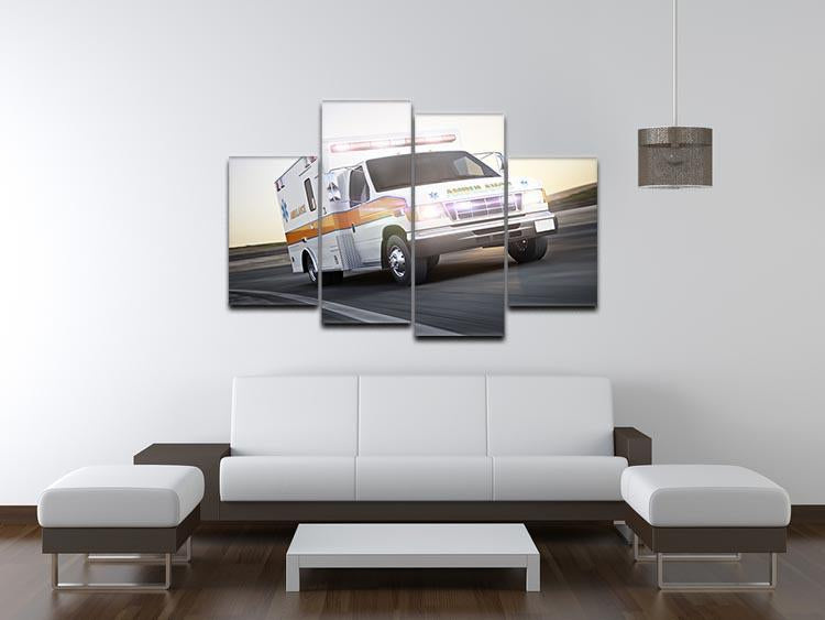Ambulance running with lights and sirens 4 Split Panel Canvas - Canvas Art Rocks - 3