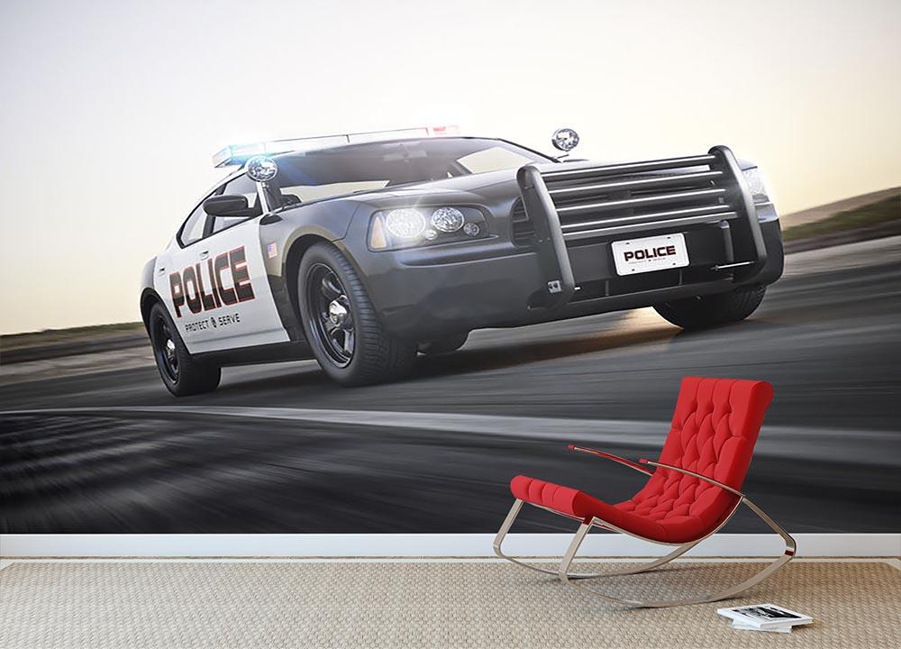 American Police Car Wall Mural Wallpaper - Canvas Art Rocks - 2
