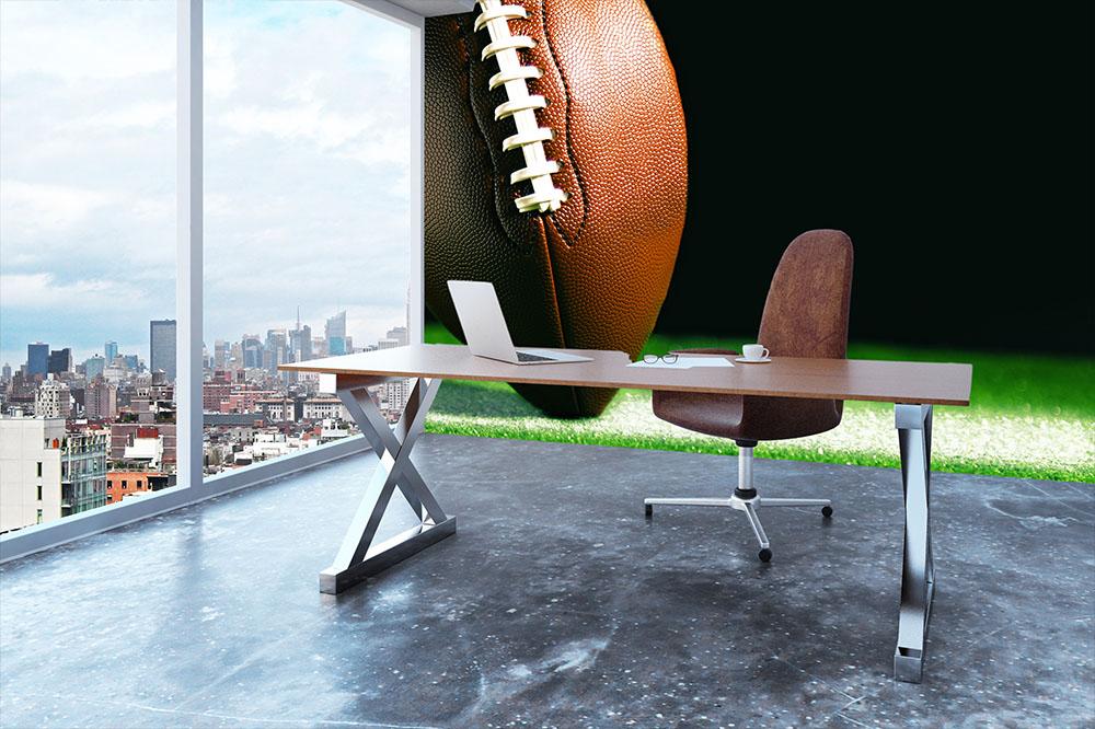 American football on green grass Wall Mural Wallpaper - Canvas Art Rocks - 3