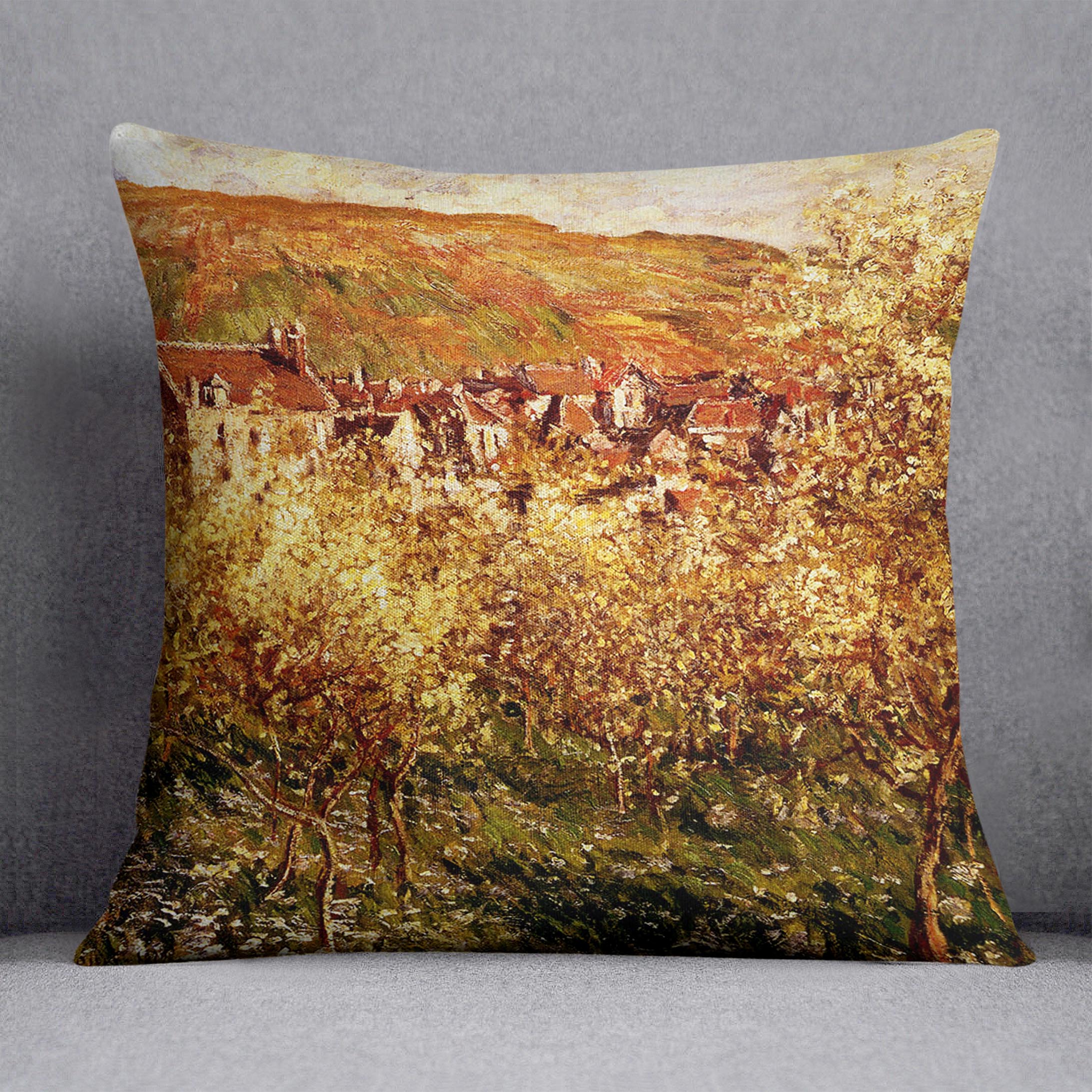 Apple Trees In Blossom by Monet Cushion