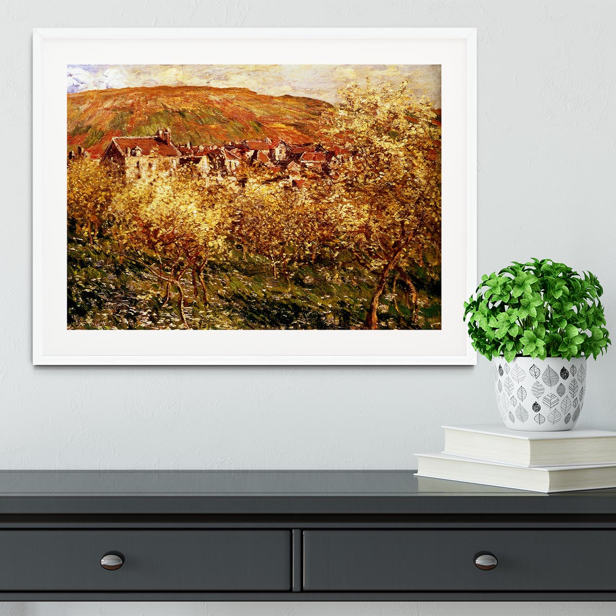 Apple Trees In Blossom by Monet Framed Print - Canvas Art Rocks - 5