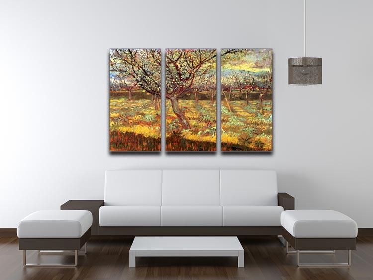 Apricot Trees in Blossom by Van Gogh 3 Split Panel Canvas Print - Canvas Art Rocks - 4