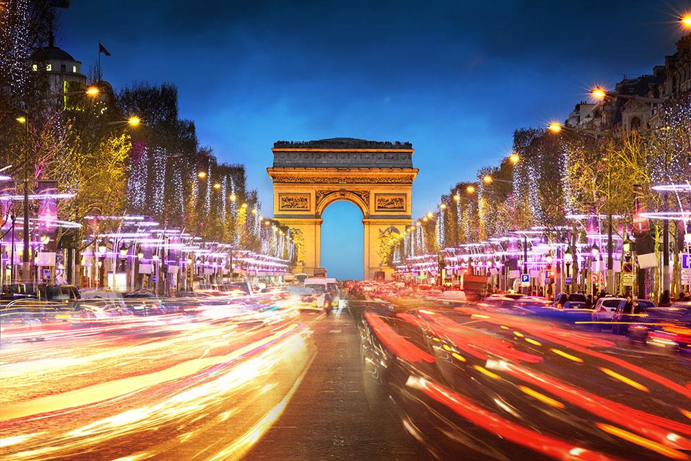 Arc de triomphe Paris city at sunset Wall Mural Wallpaper - Canvas Art Rocks - 1