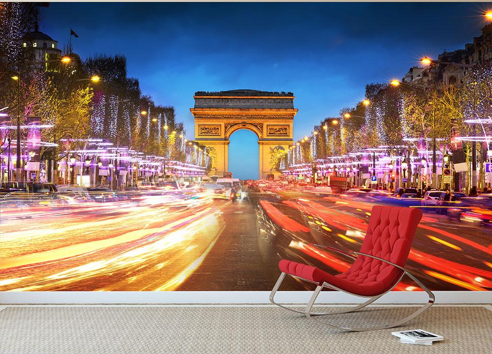 Arc de triomphe Paris city at sunset Wall Mural Wallpaper - Canvas Art Rocks - 2