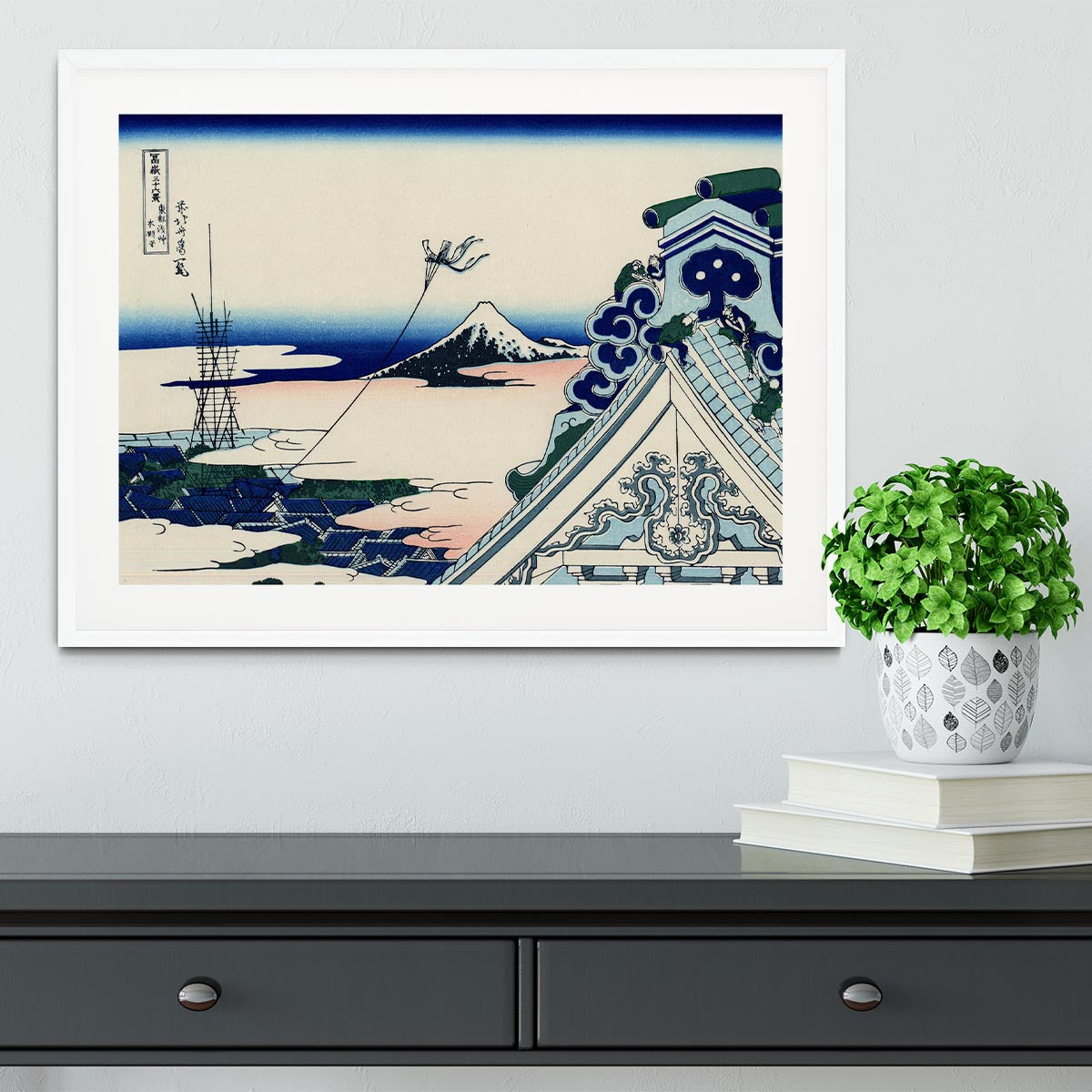 Asakusa Honganji temple by Hokusai Framed Print - Canvas Art Rocks - 5