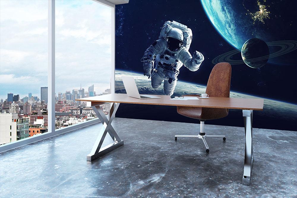 Astronaut at spacewalk Wall Mural Wallpaper - Canvas Art Rocks - 3