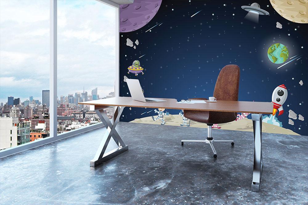 Astronaut cartoon characters Wall Mural Wallpaper - Canvas Art Rocks - 3