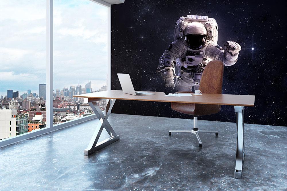 Astronaut in outer space with stars Wall Mural Wallpaper - Canvas Art Rocks - 3