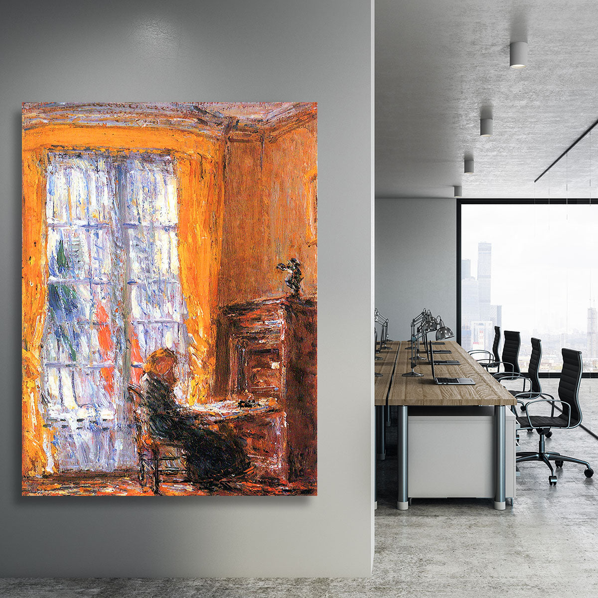 At the desk by Hassam Canvas Print or Poster - Canvas Art Rocks - 3