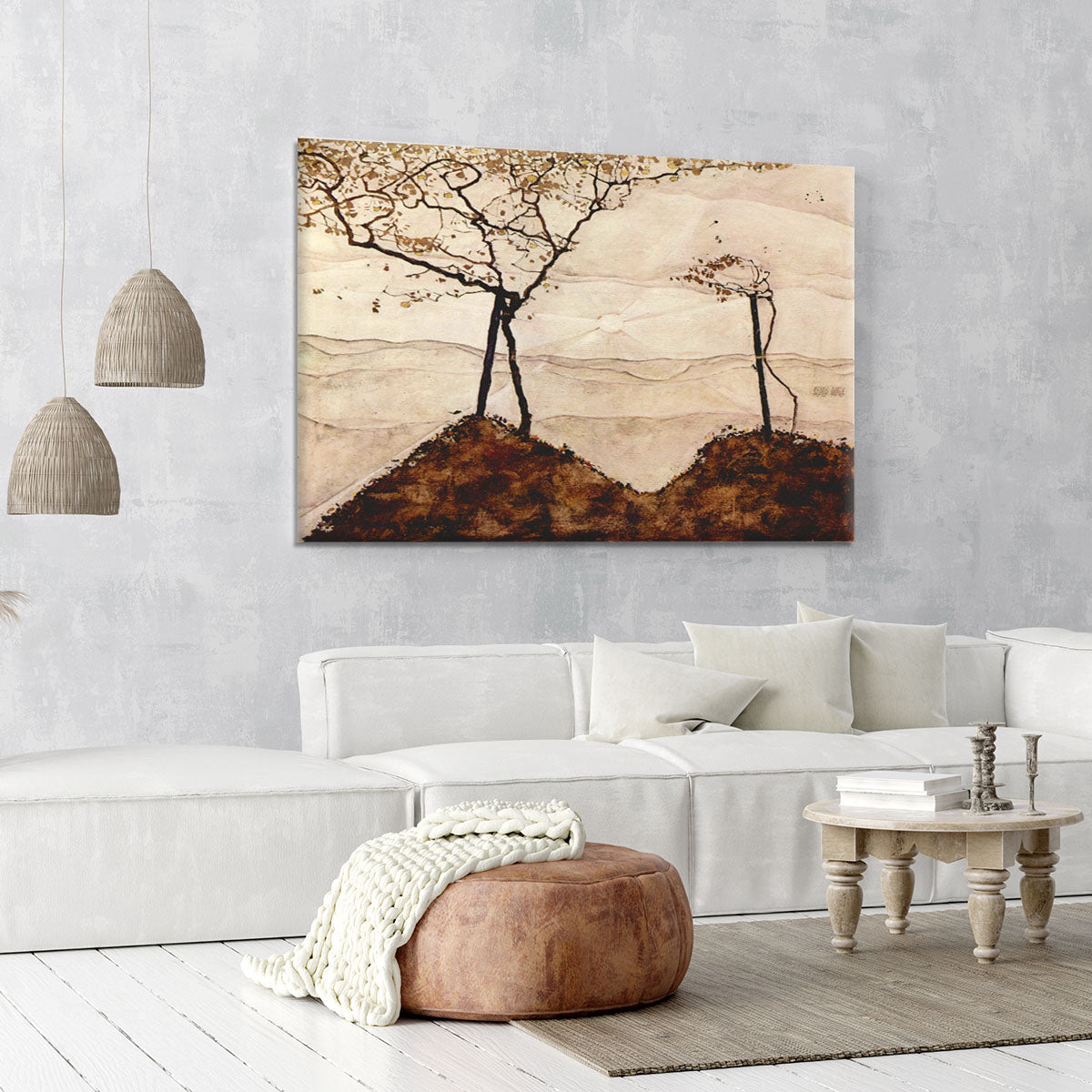 Autumn sun and trees by Egon Schiele Canvas Print or Poster - Canvas Art Rocks - 6