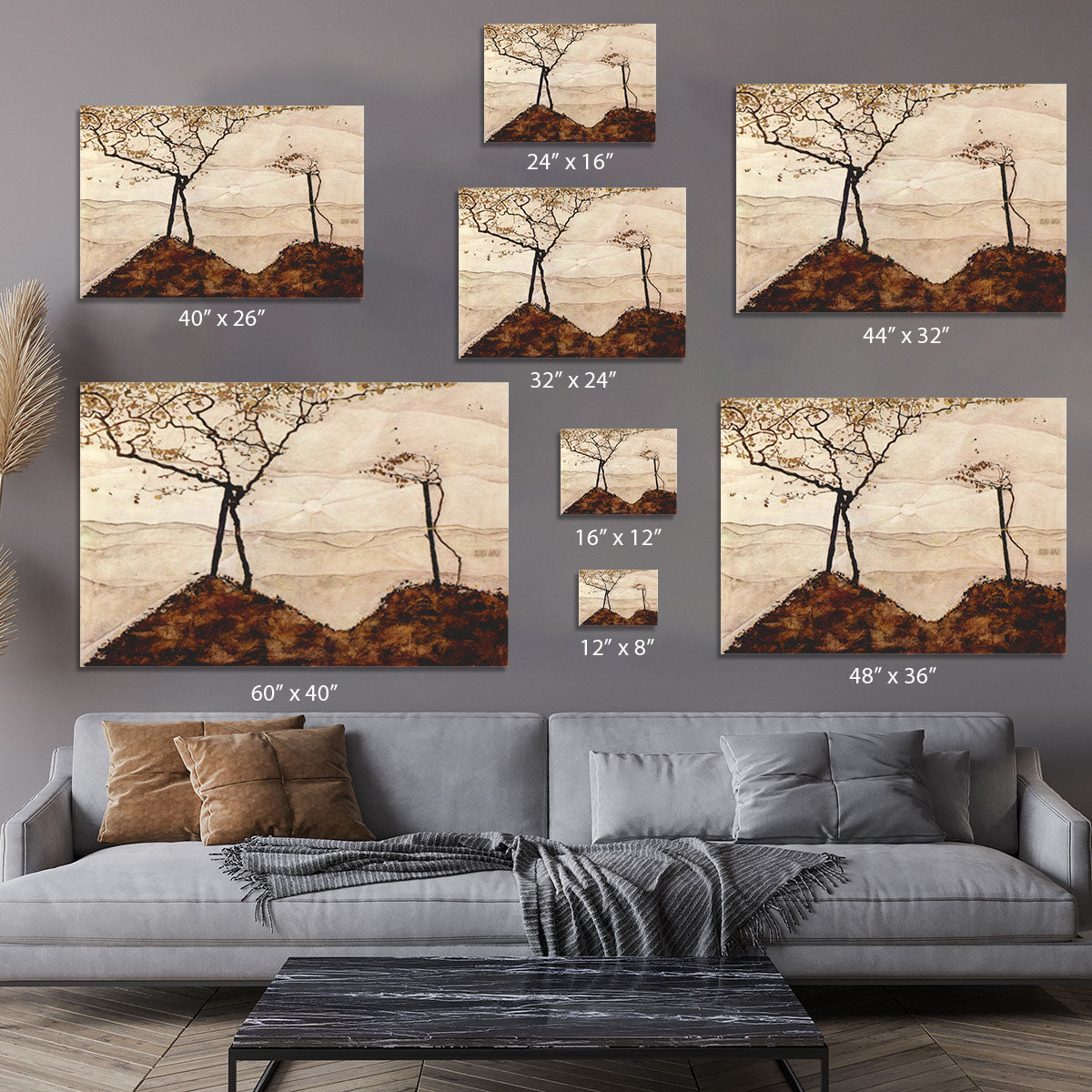Autumn sun and trees by Egon Schiele Canvas Print or Poster - Canvas Art Rocks - 7