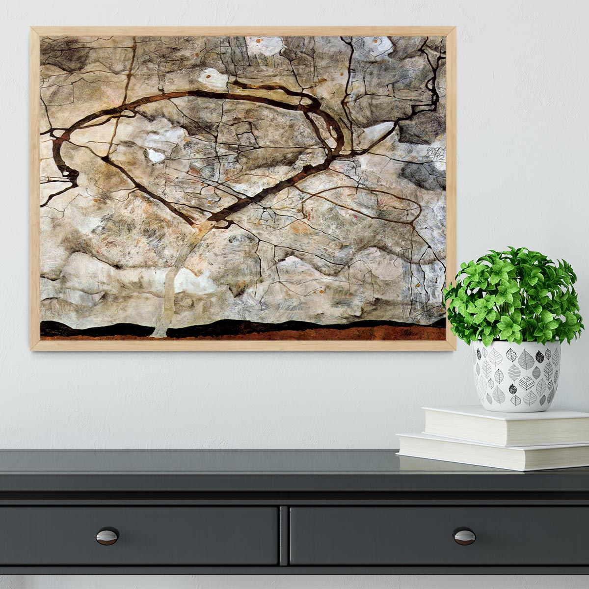 Autumn tree in the wind Egon Schiele Framed Print - Canvas Art Rocks - 4