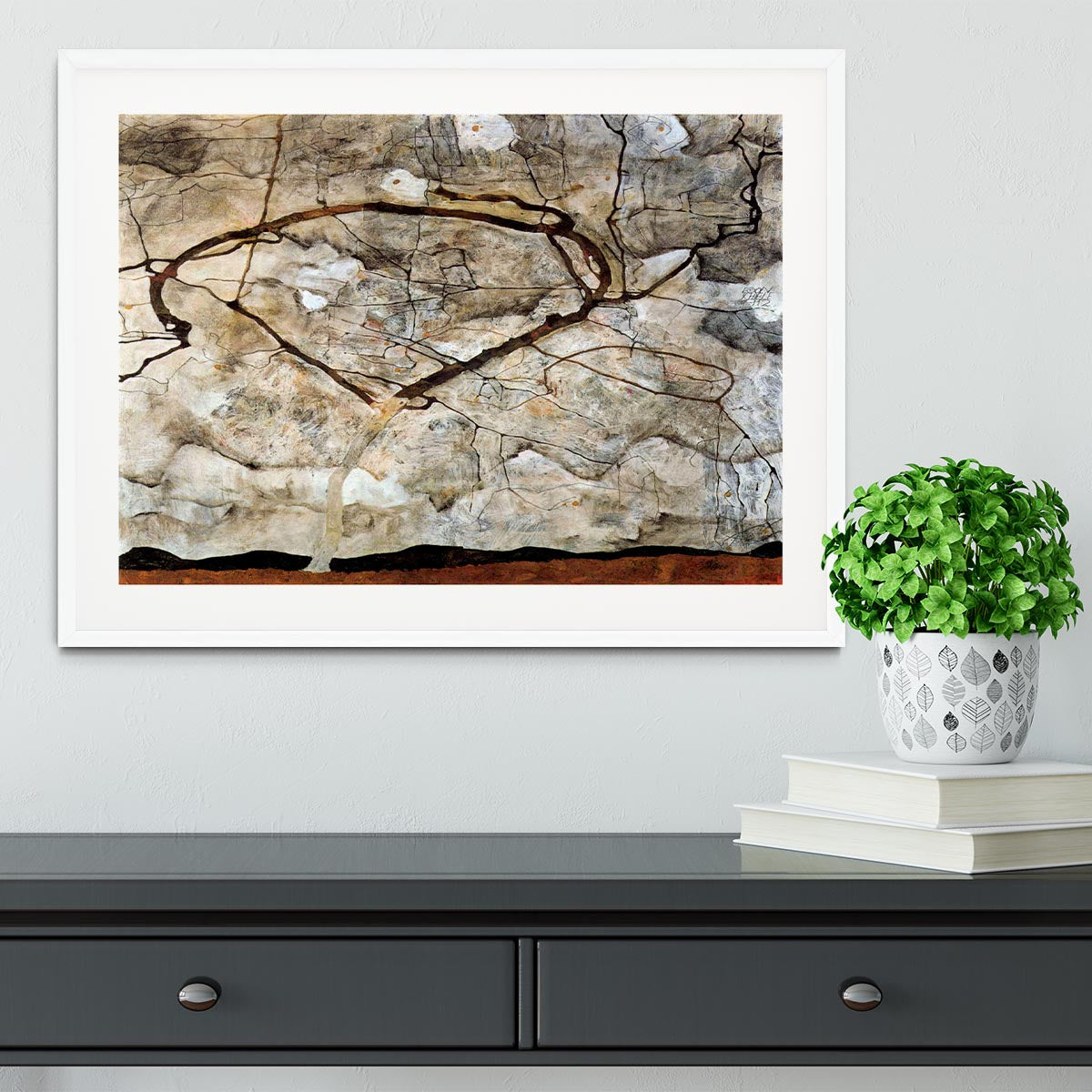 Autumn tree in the wind Egon Schiele Framed Print - Canvas Art Rocks - 5