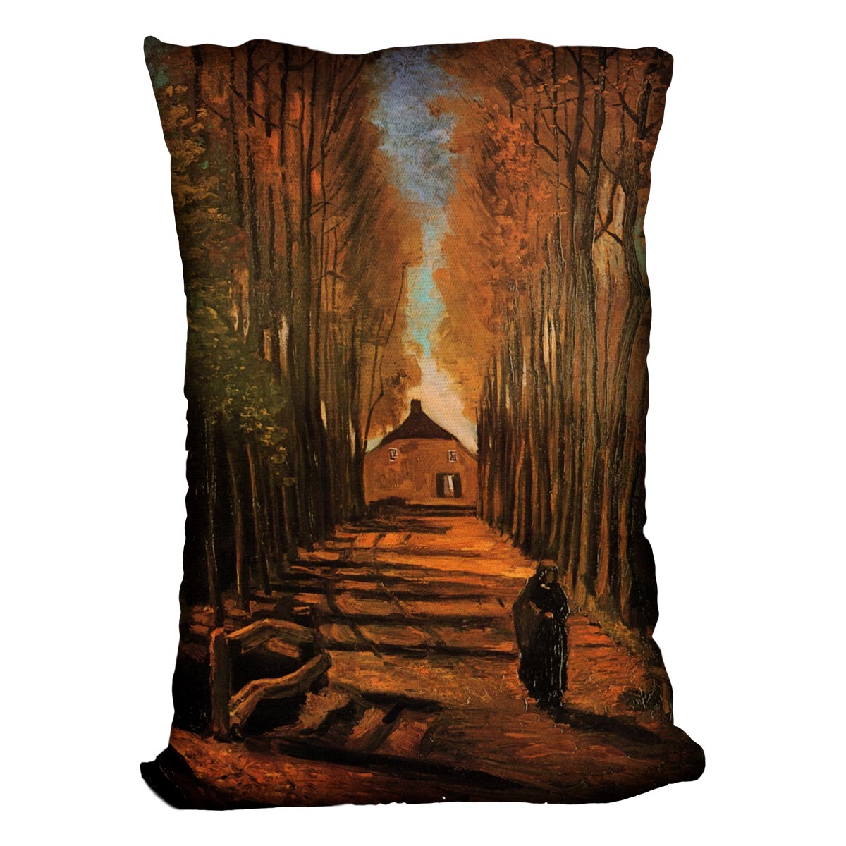 Avenue of Poplars in Autumn by Van Gogh Cushion