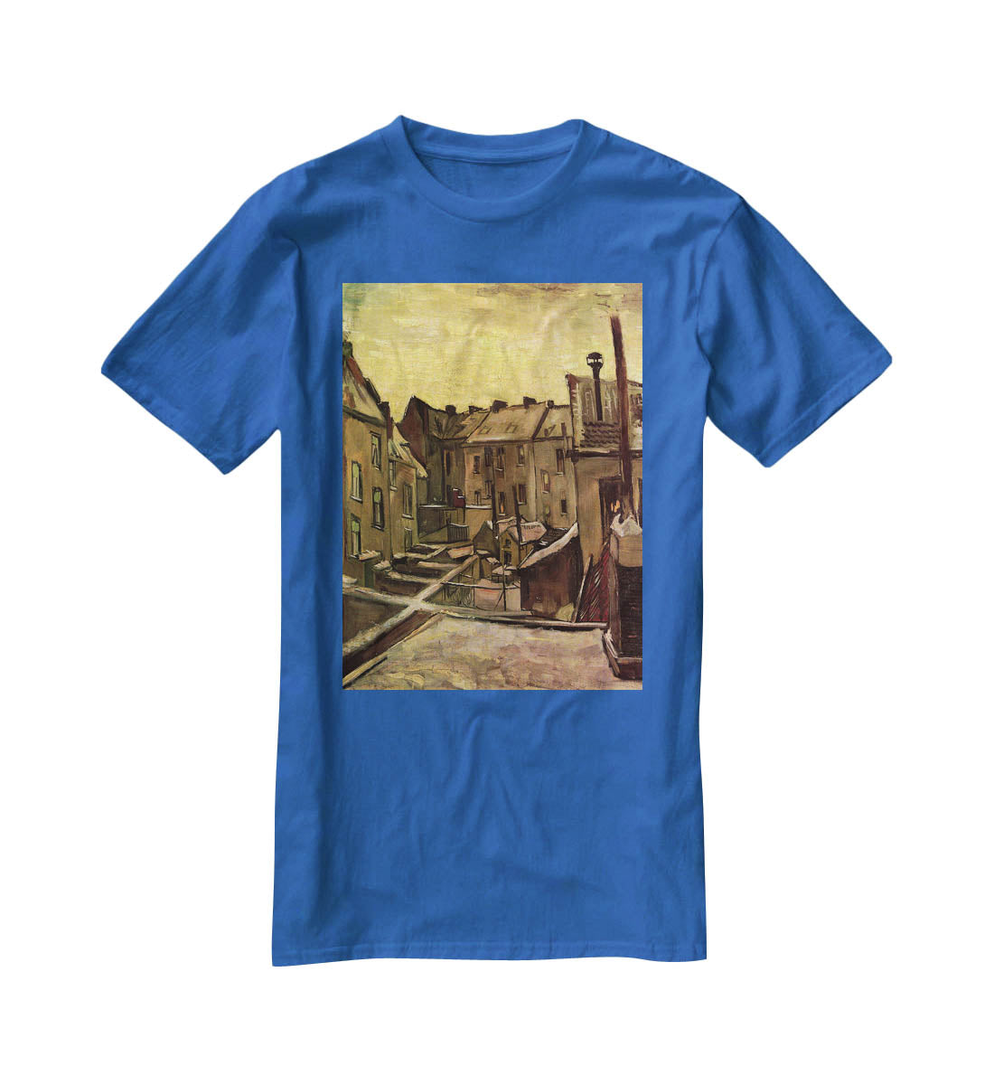 Backyards of Old Houses in Antwerp in the Snow by Van Gogh T-Shirt - Canvas Art Rocks - 2