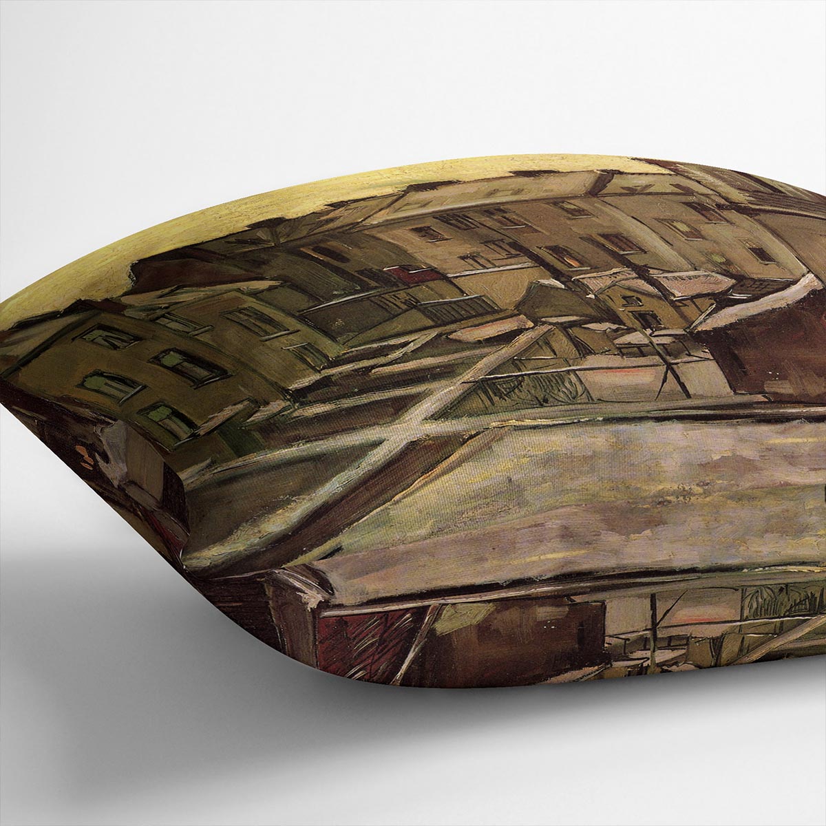 Backyards of Old Houses in Antwerp in the Snow by Van Gogh Cushion