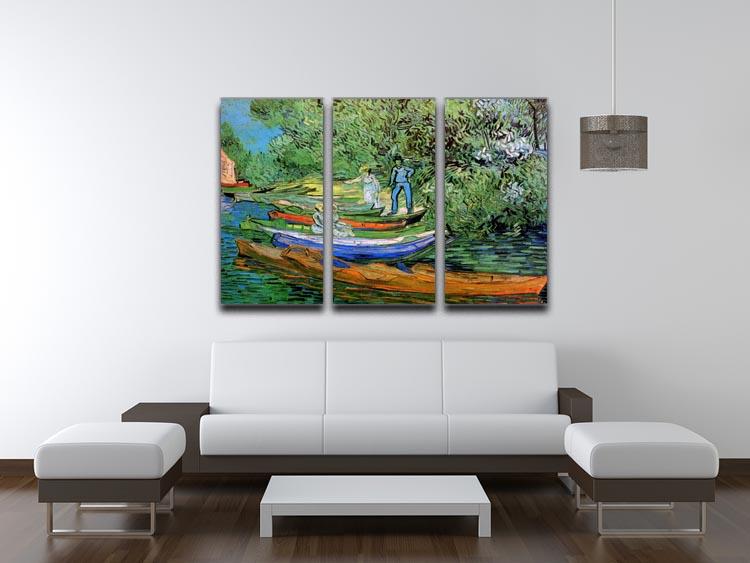 Bank of the Oise at Auvers by Van Gogh 3 Split Panel Canvas Print - Canvas Art Rocks - 4