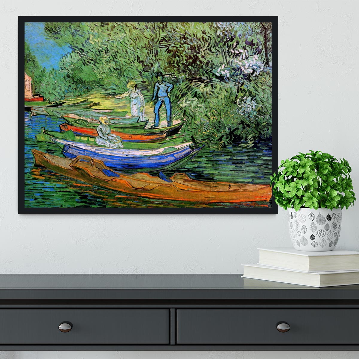 Bank of the Oise at Auvers by Van Gogh Framed Print - Canvas Art Rocks - 2