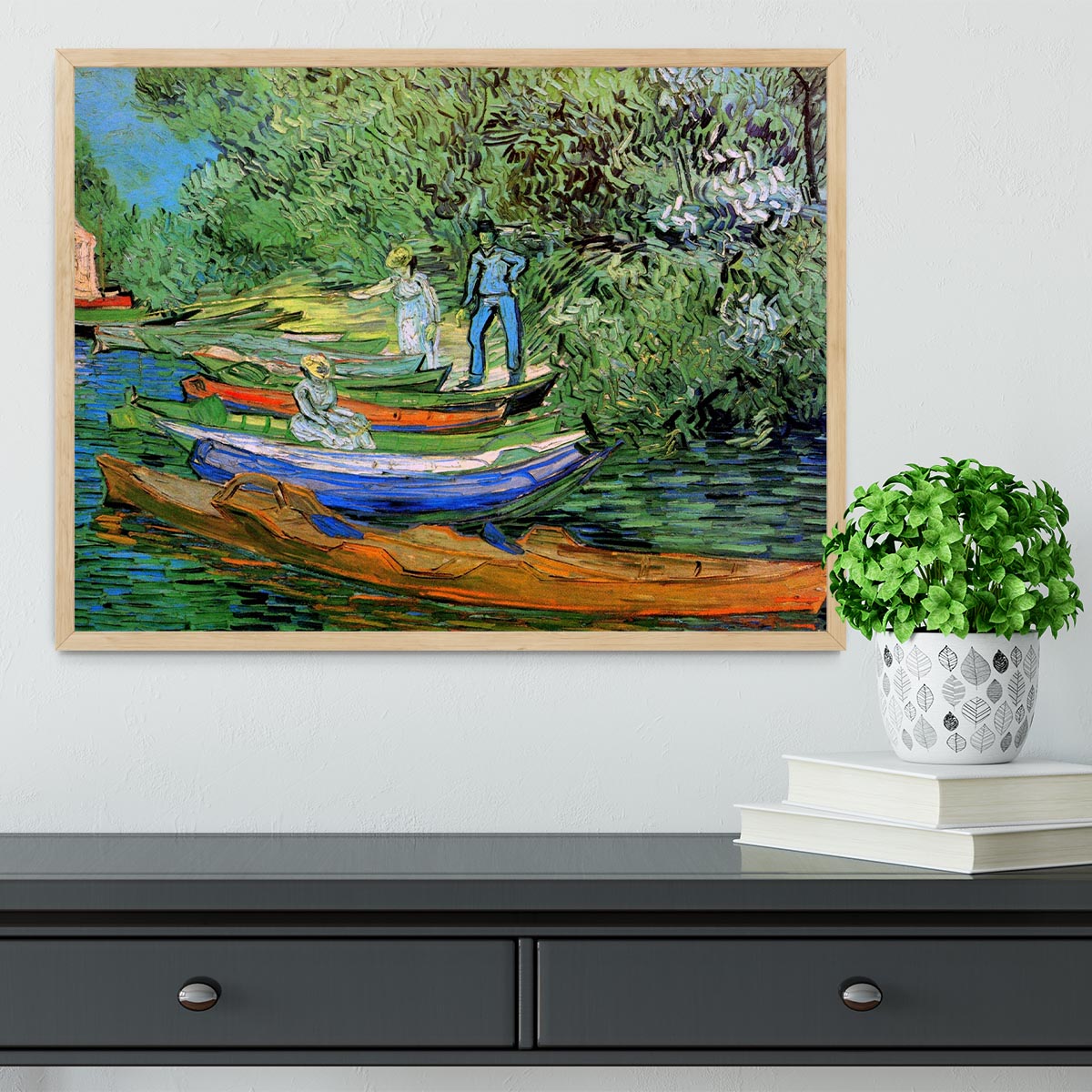 Bank of the Oise at Auvers by Van Gogh Framed Print - Canvas Art Rocks - 4