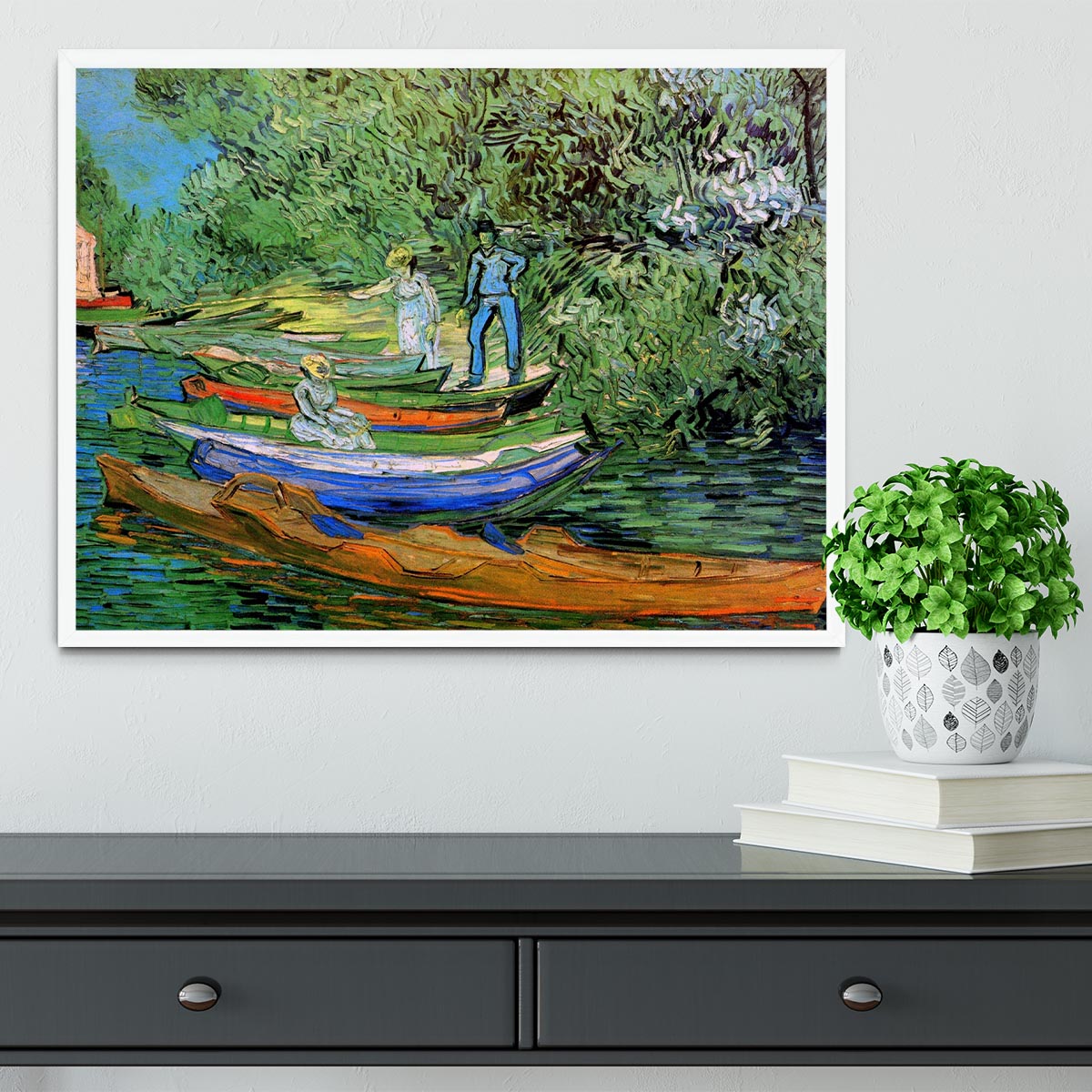 Bank of the Oise at Auvers by Van Gogh Framed Print - Canvas Art Rocks -6