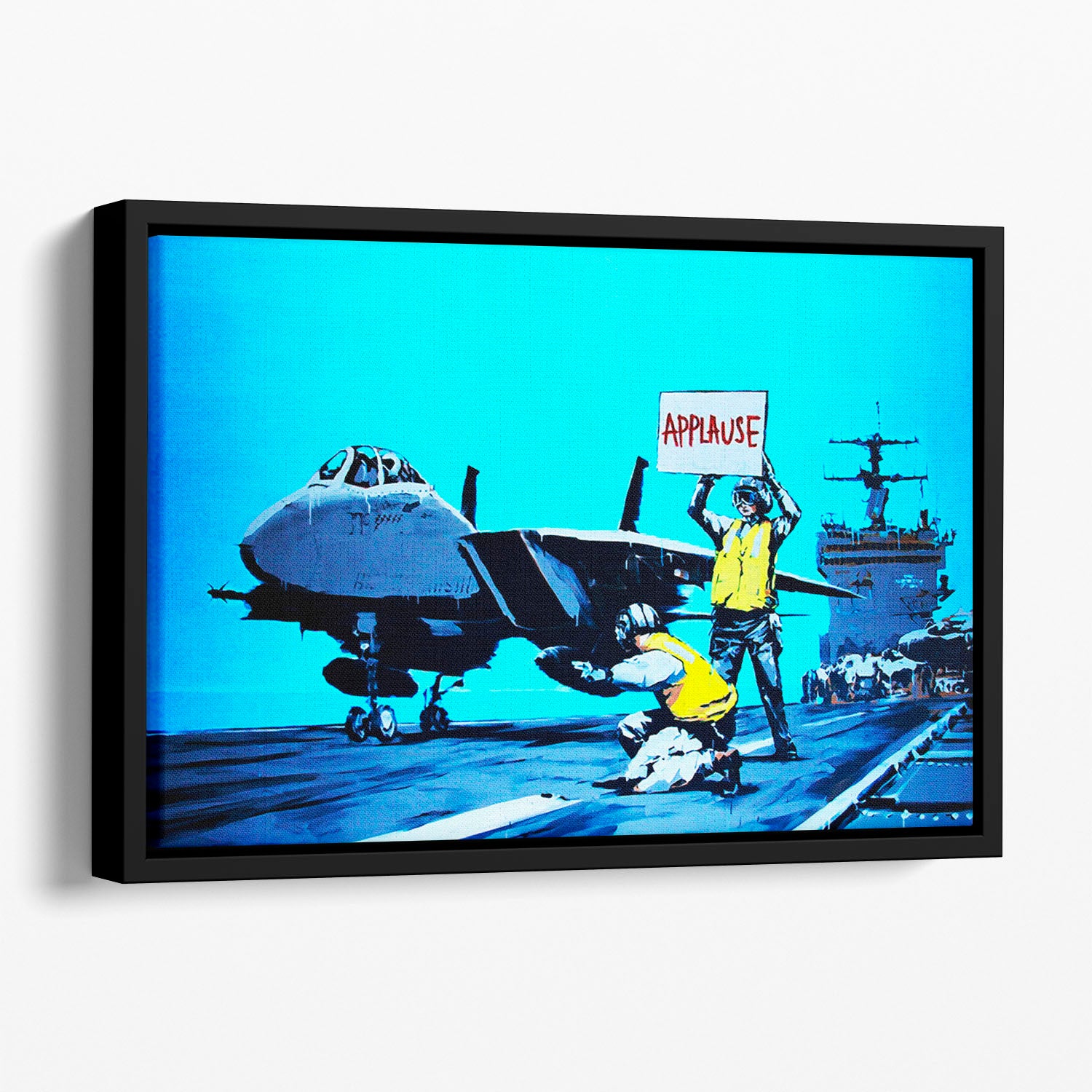 Banksy Aircraft Carrier Applause Floating Framed Canvas
