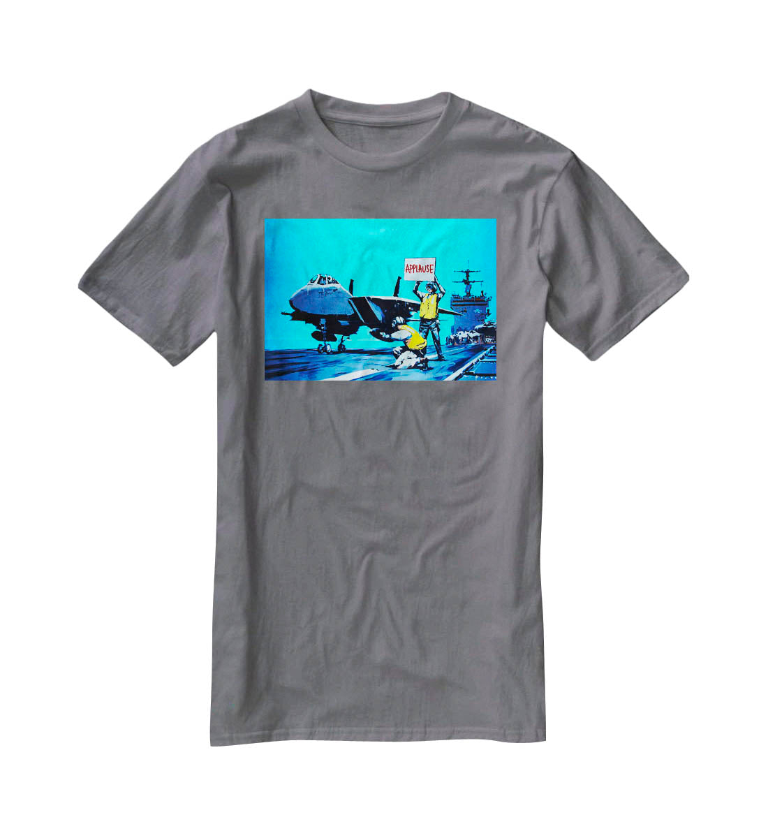 Banksy Aircraft Carrier Applause T-Shirt - Canvas Art Rocks - 3