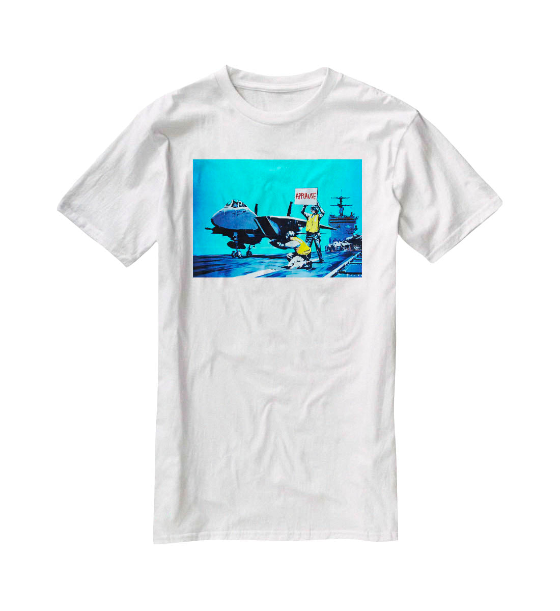 Banksy Aircraft Carrier Applause T-Shirt - Canvas Art Rocks - 5