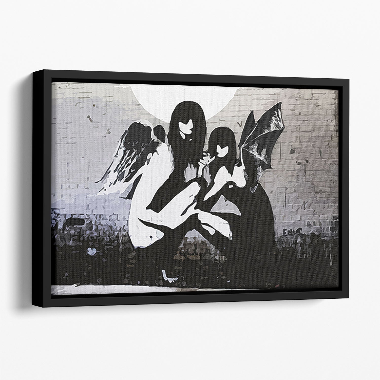 Banksy Angels In Moonlight Floating Framed Canvas