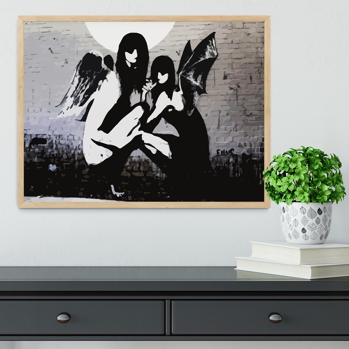 Banksy Angels In Moonlight Framed Print