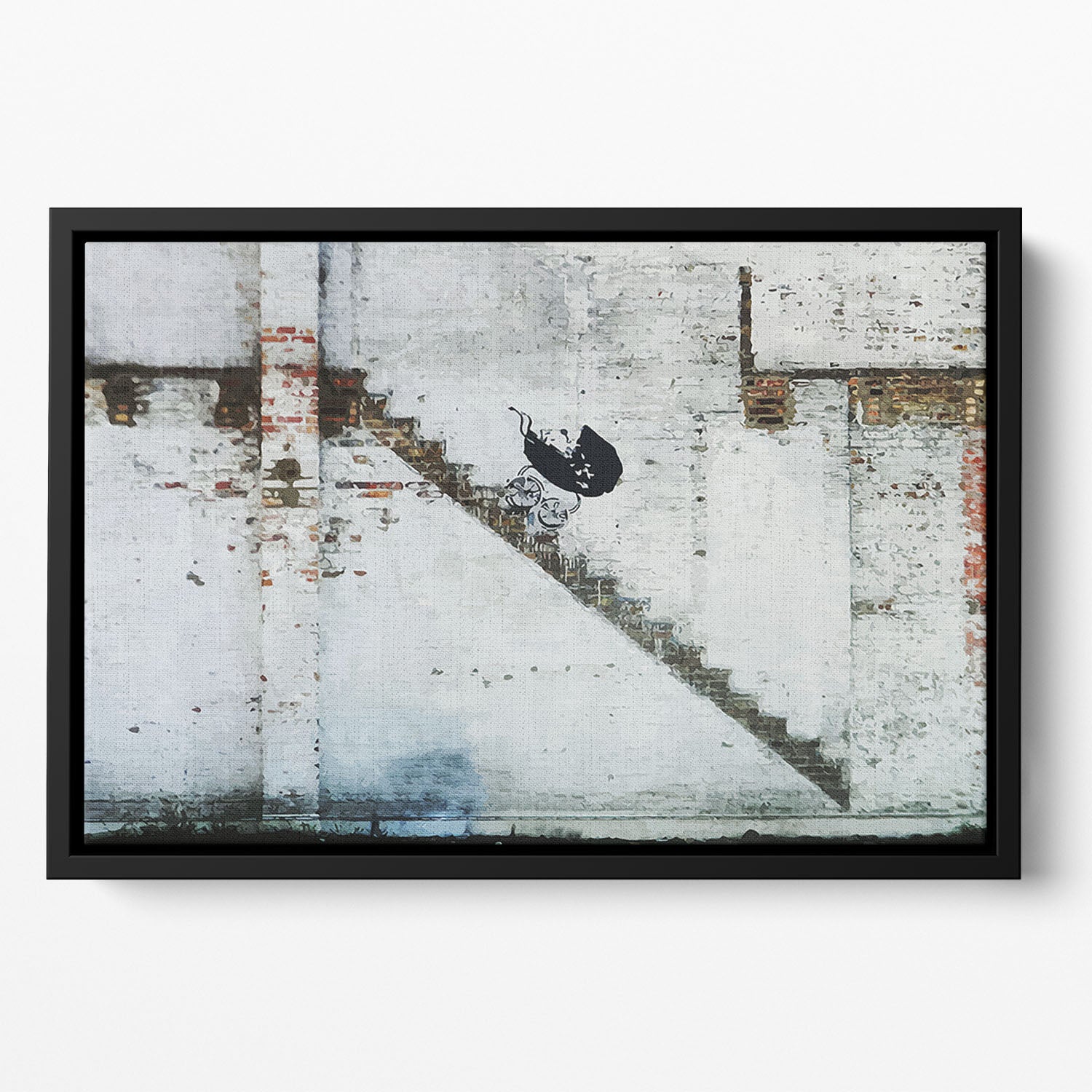 Banksy Baby Carriage Floating Framed Canvas - Canvas Art Rocks - 2