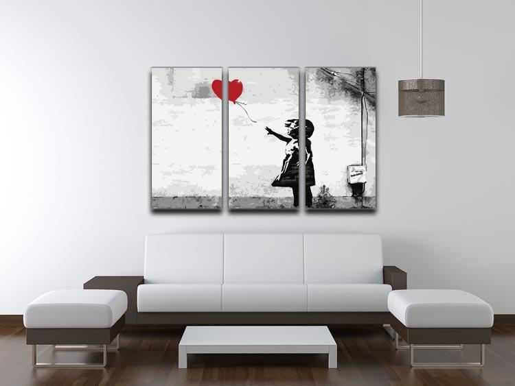 Banksy Balloon Girl Love Heart 3 Split Panel Canvas Print - Canvas Art Rocks - 3
