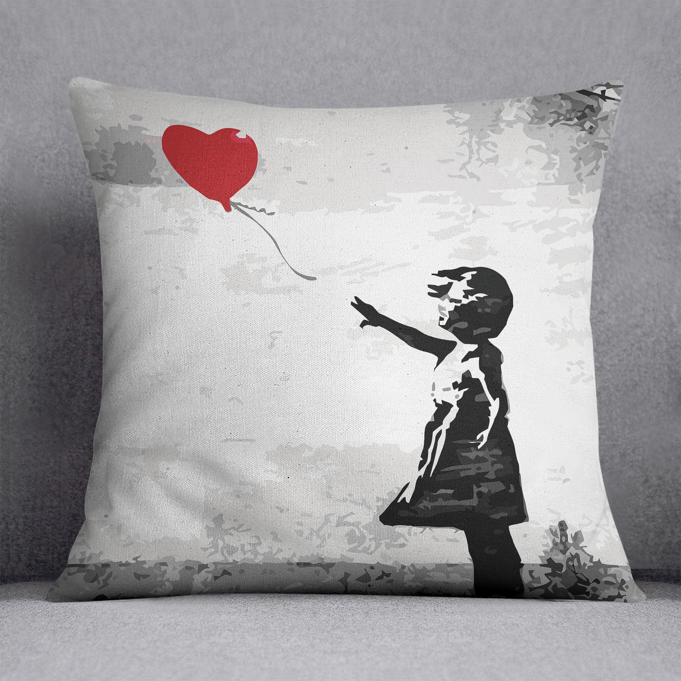 Banksy Balloon Girl Love Heart Cushion