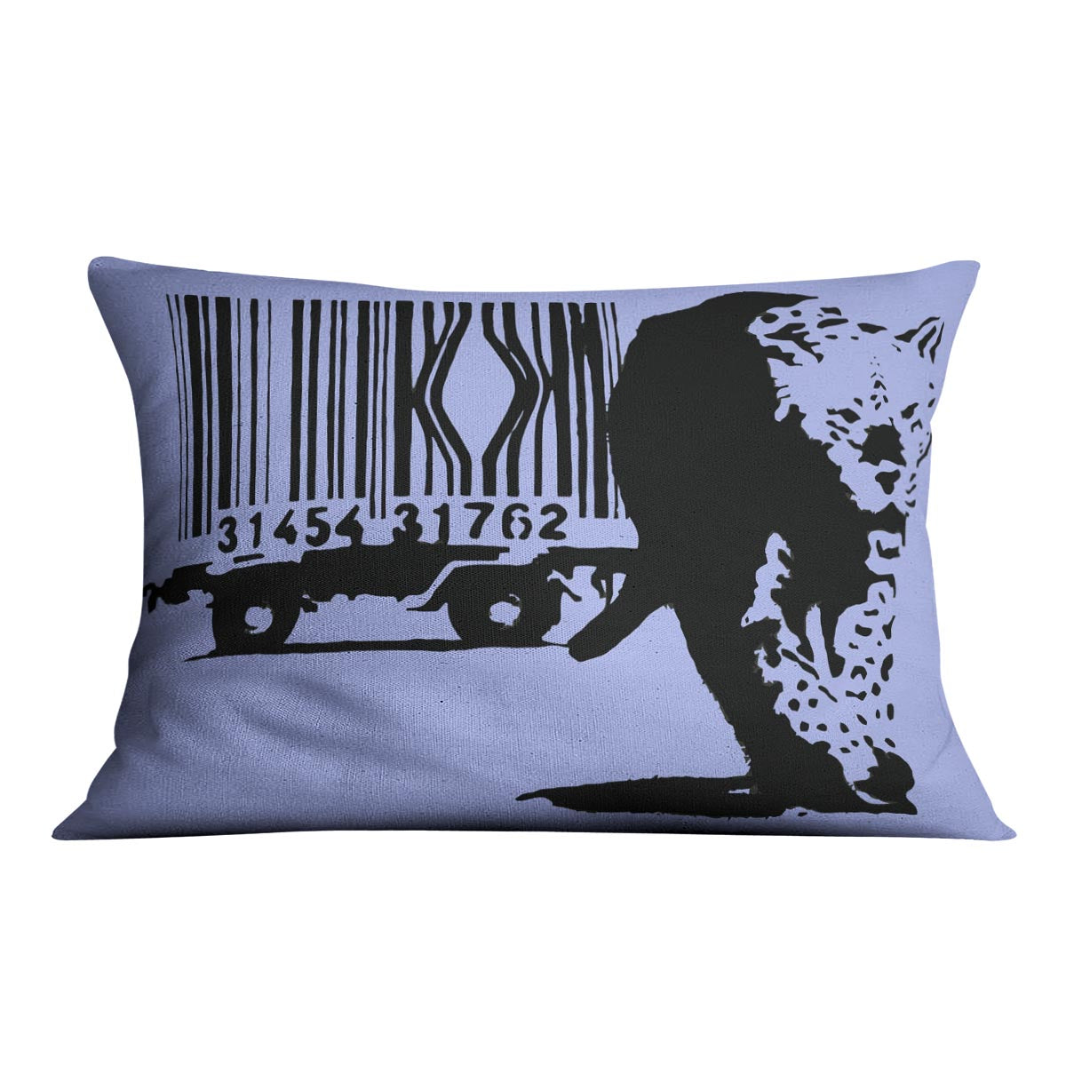 Banksy Barcode Leopard Blue Cushion - Canvas Art Rocks - 4